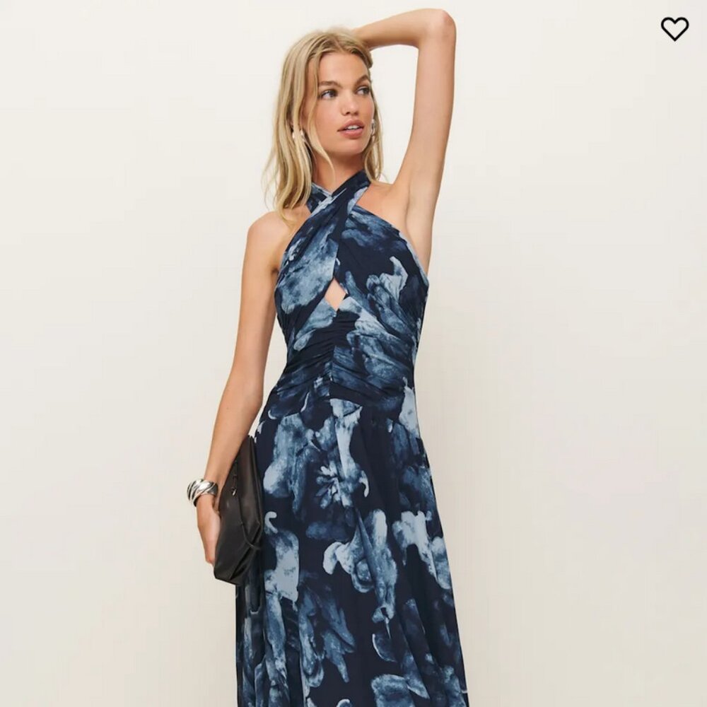 Reformation Cari Dress Midnight Rose